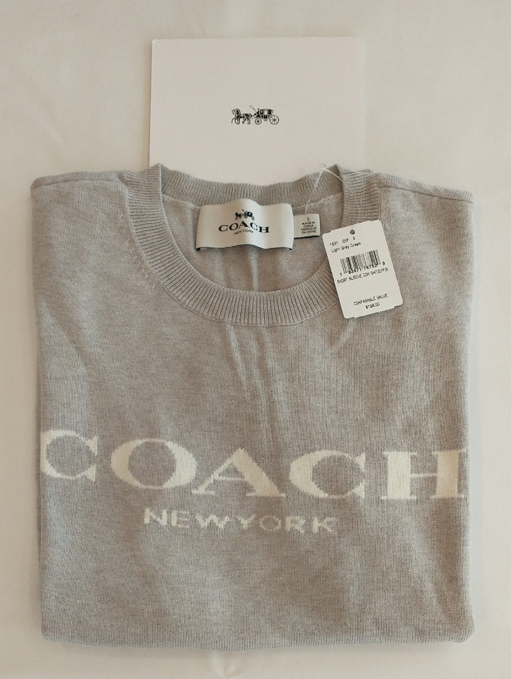Coach Gray Crewneck Sweater with White Logo